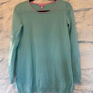 Lilly Pulitzer Collins Serene Blue Pink 100%Cashmere Small FLAWS